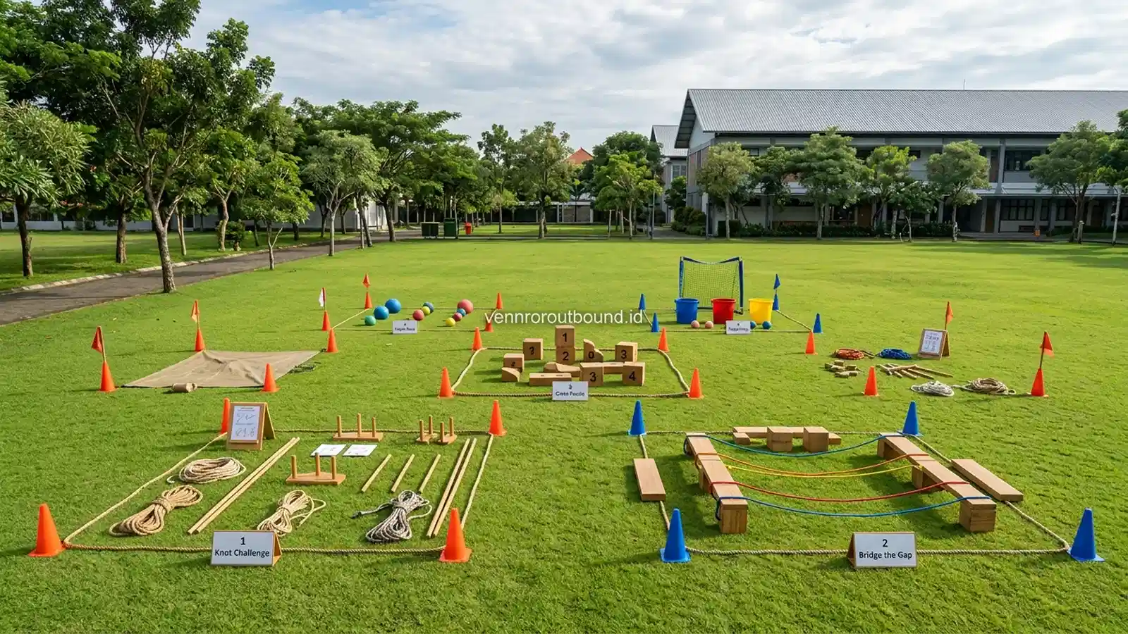Pos Simulasi Character Building di Lapangan Rumput Sekolah Tanpa Kehadiran Peserta