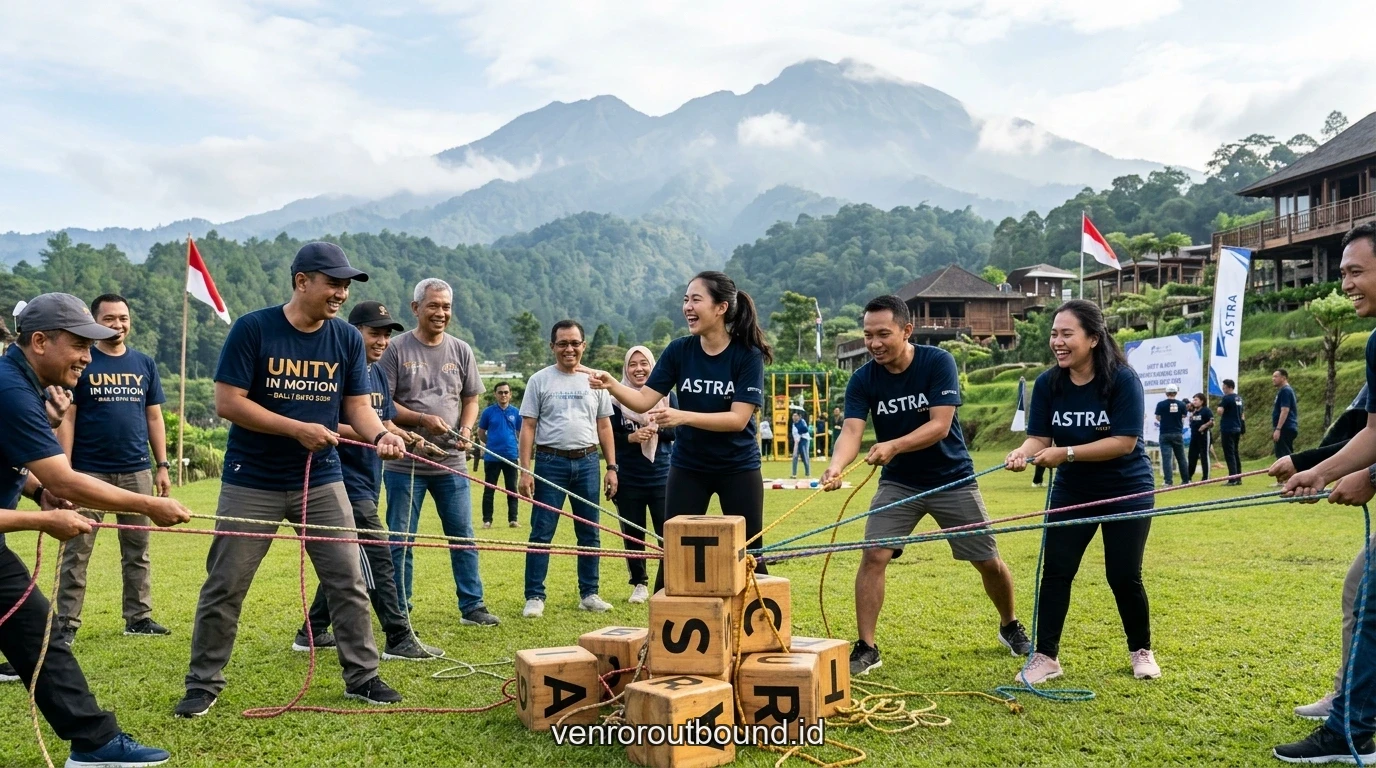 Sesi evaluasi sprint retro berlatar panorama alam pegunungan Batu Malang memperkuat komitmen aksi nyata di tempat kerja
