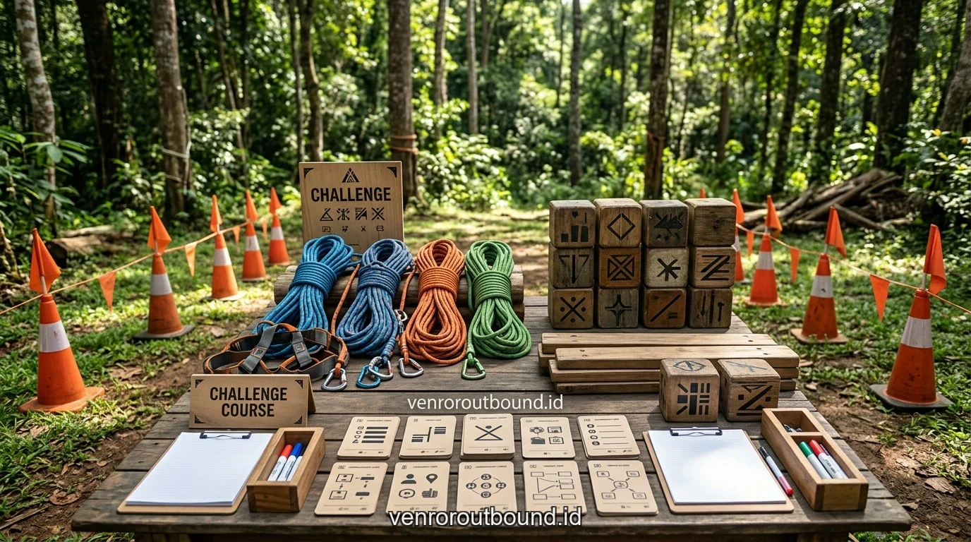Fasilitas dan modul penunjang Paket Outbound Innovation & Creative Problem Solving Karyawan 2026