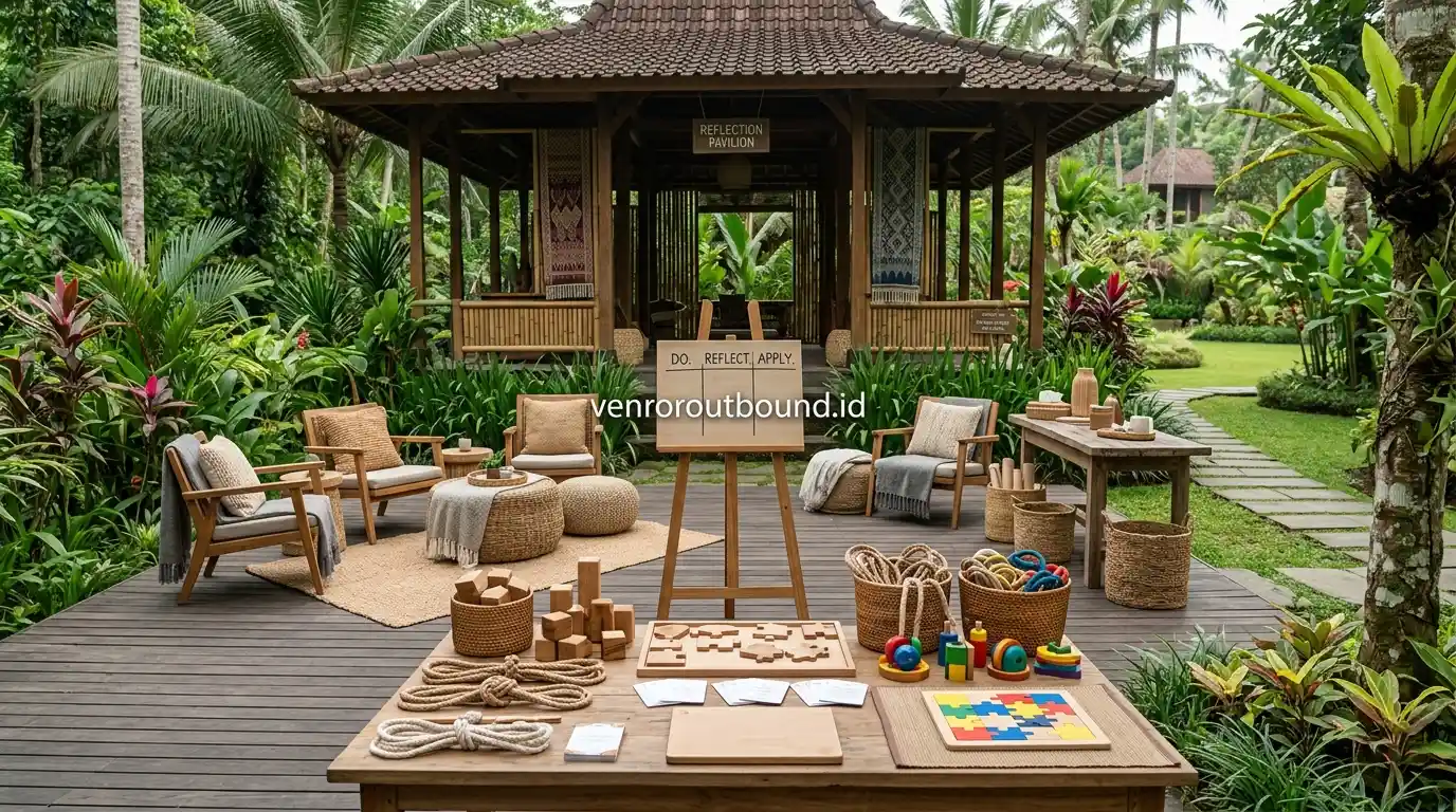 Area debriefing dan media refleksi pembelajaran experiential learning outdoor